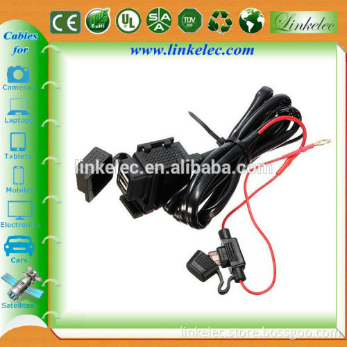 2.1A Waterproof Motorcycle USB Cigarette Lighter Dual USB cable
